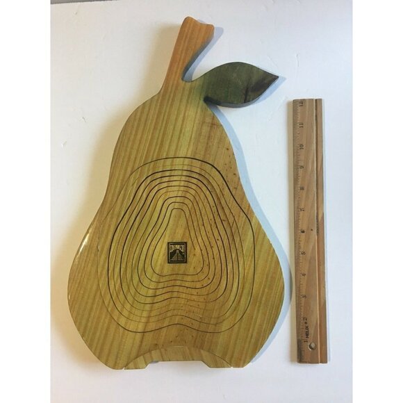 EQUINOCCIO Pear Collapsible Wood Spiral Cut Basket Fruit Bowl / Trivet - Picture 4 of 5